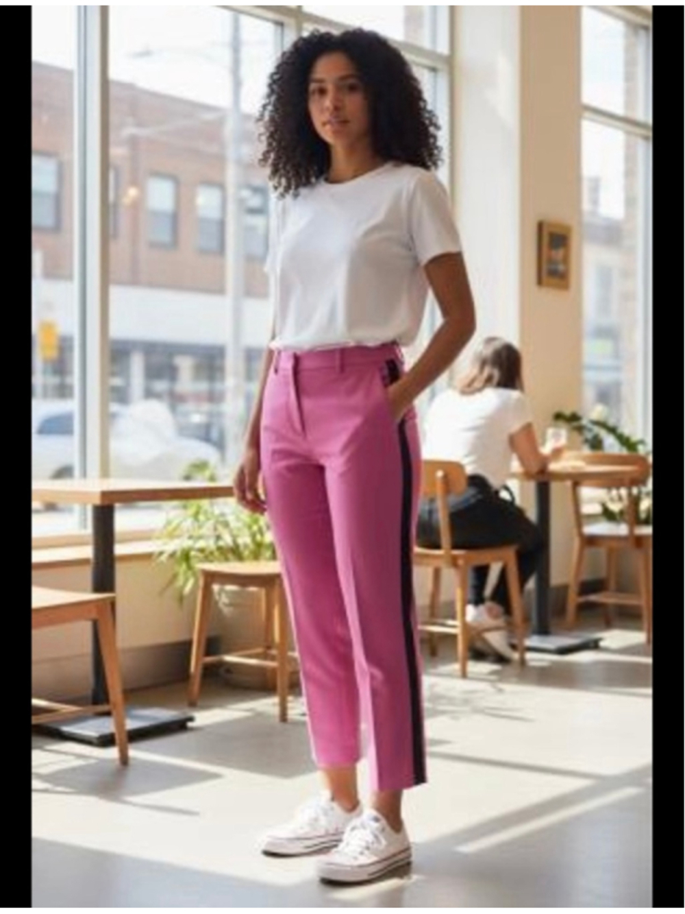 NEW with tags WILDFANG Pink & Black Colorblock Slim Crop Pants Size 4